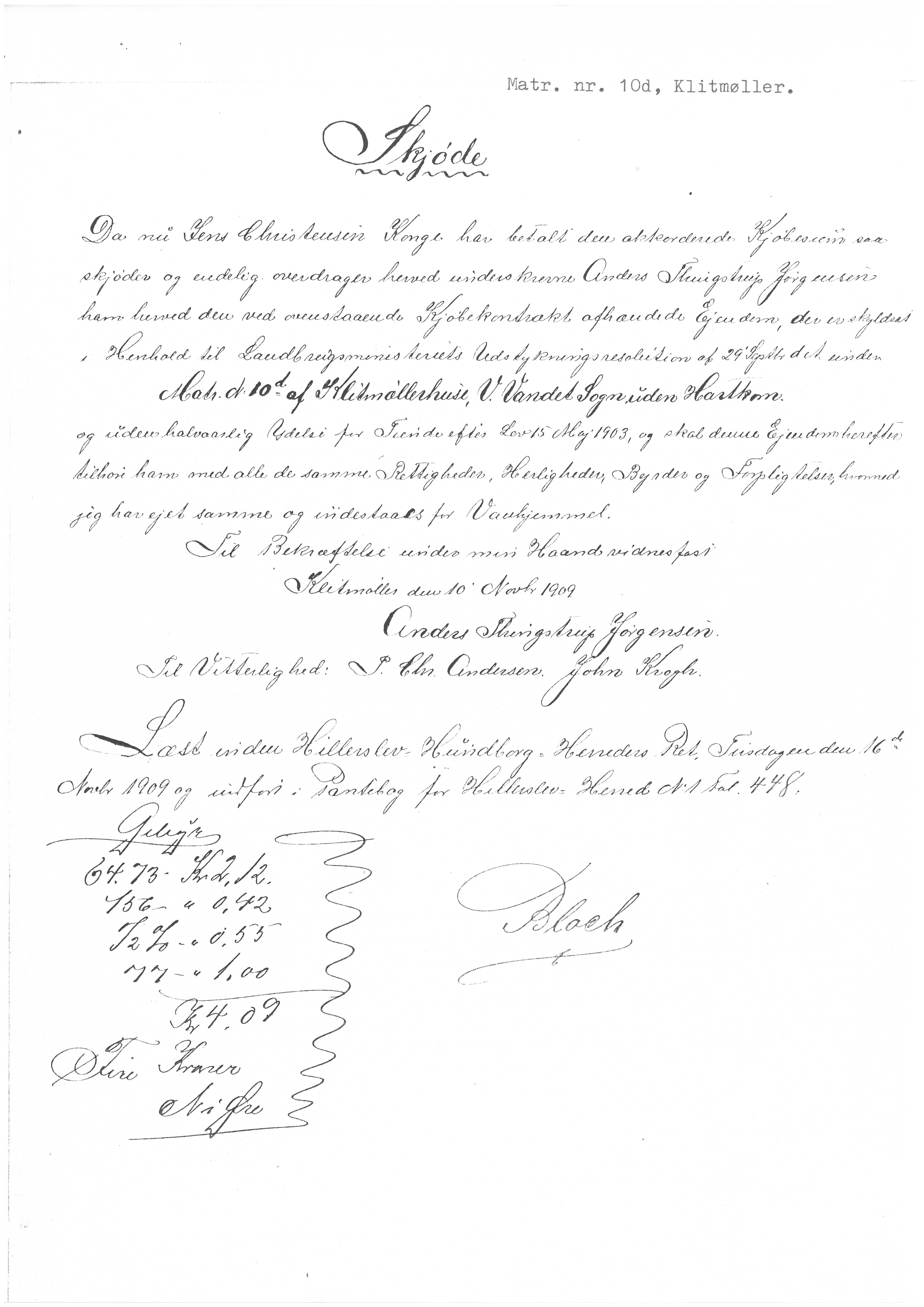 Matrnr 10d Skjde 1909