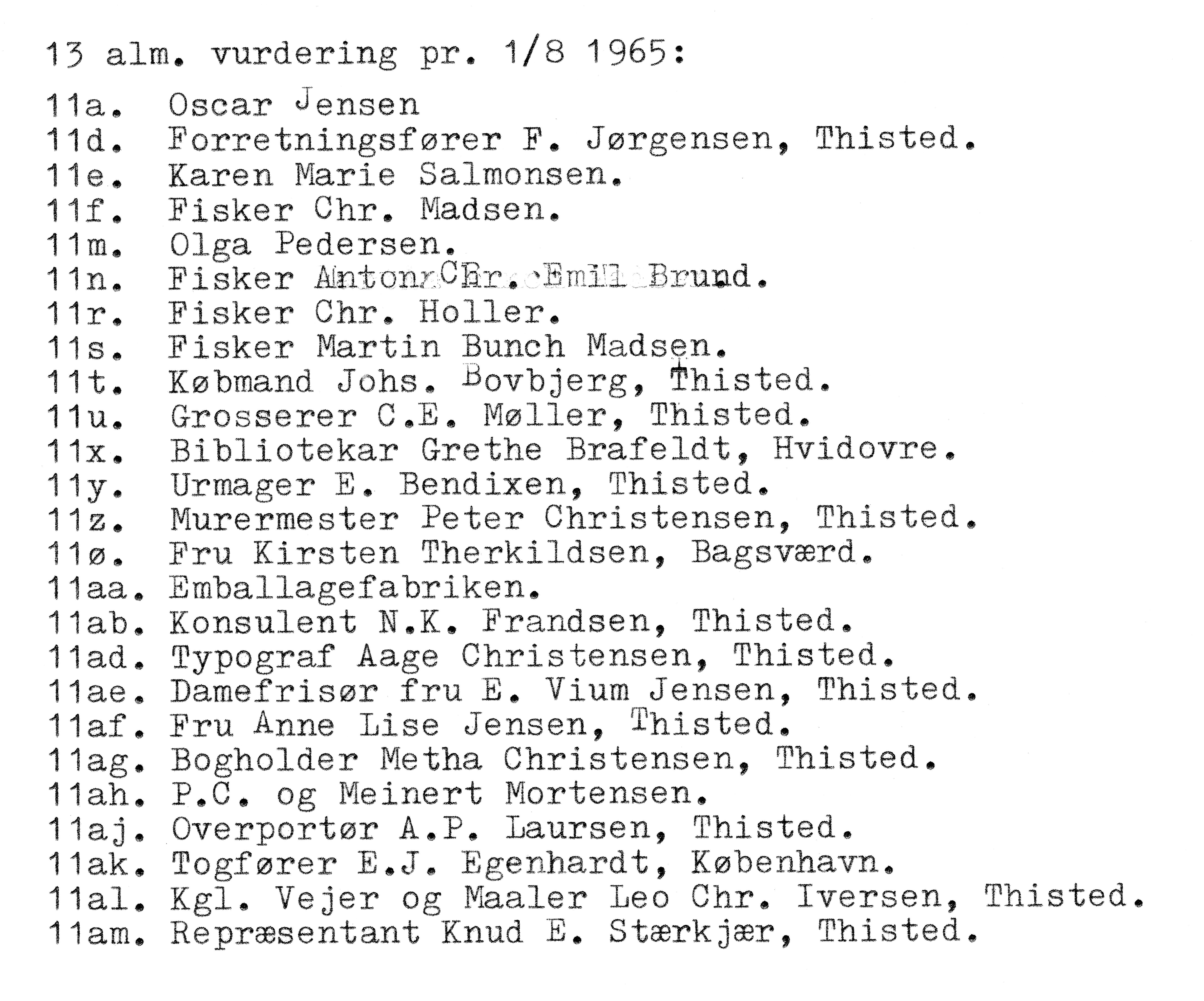 Matrnr 11a 13 alm vurdering 1965