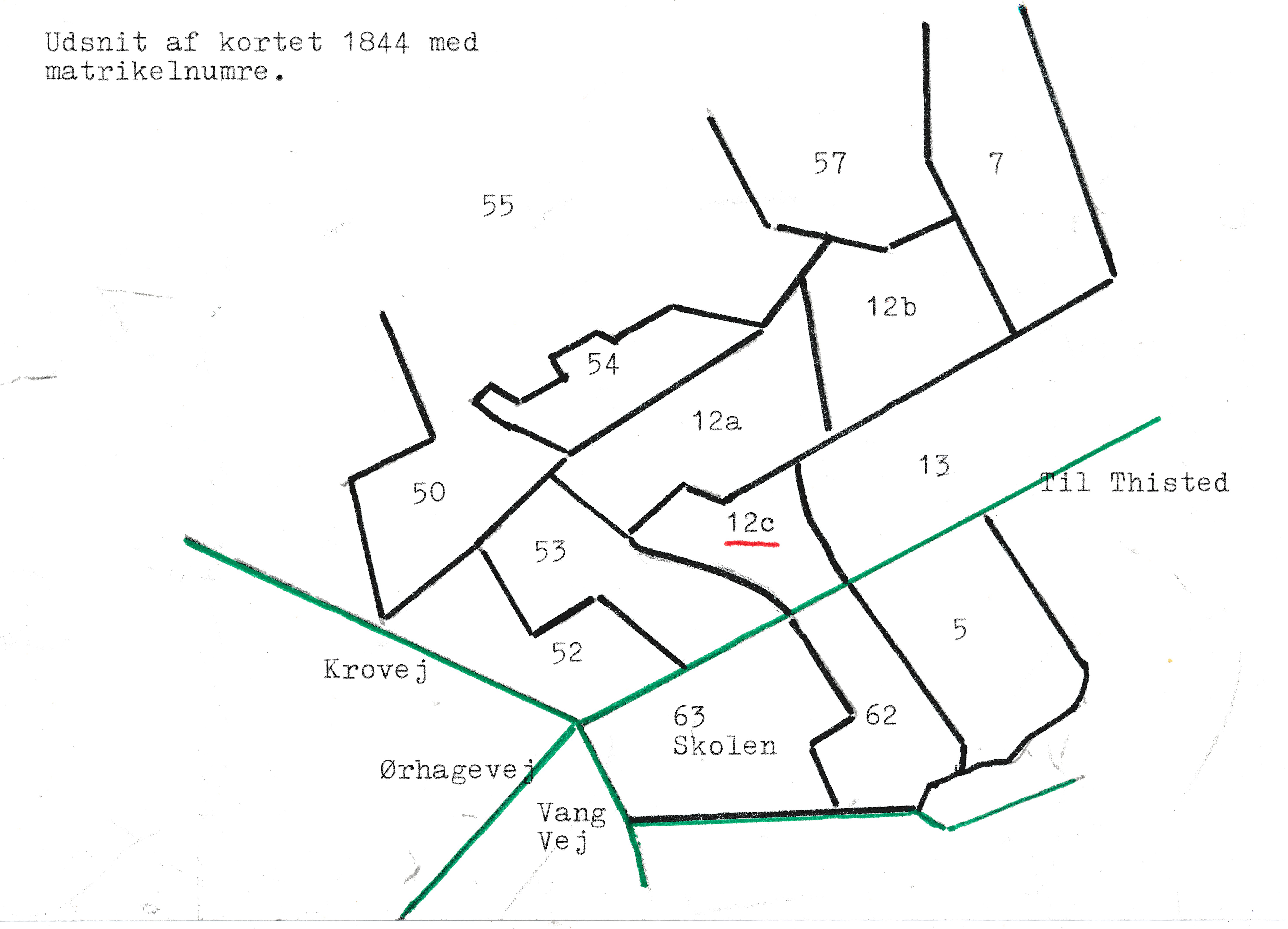 Matrnr 12c Matrikelkort 1844 udsnit