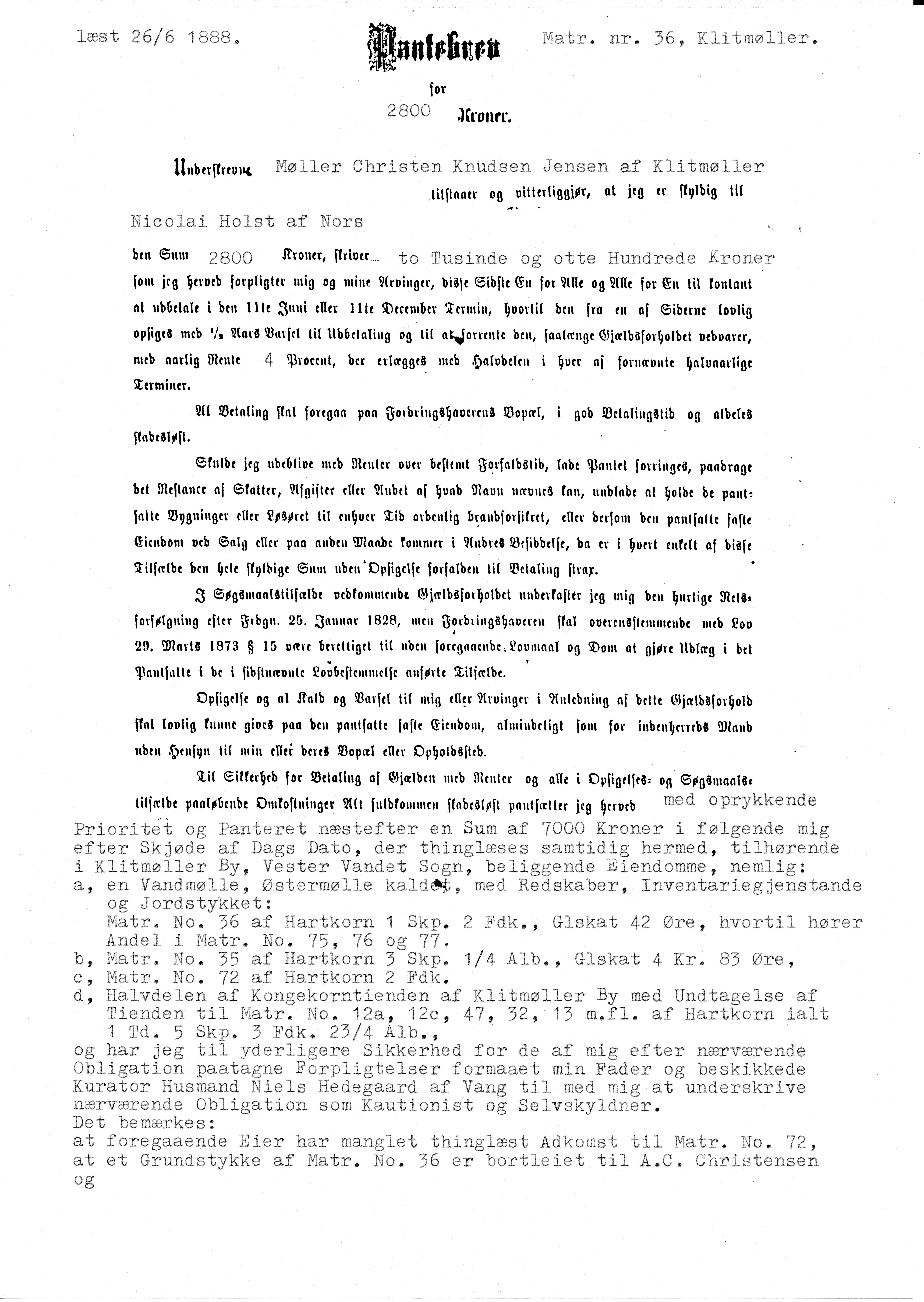 Matrnr 36 Pantebrev
