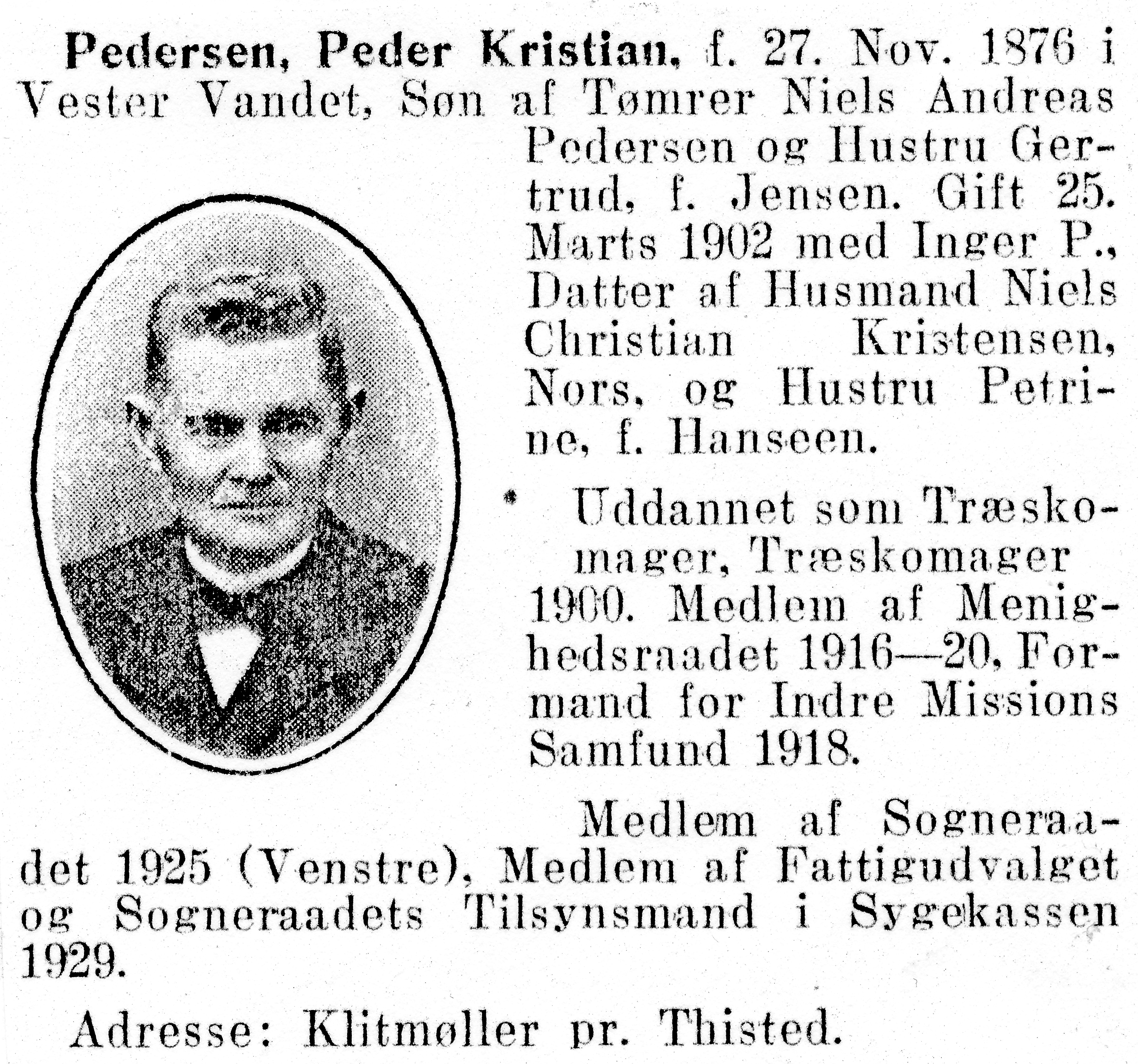 Matrnr 36e Peder Kristian Pedersen med tekst