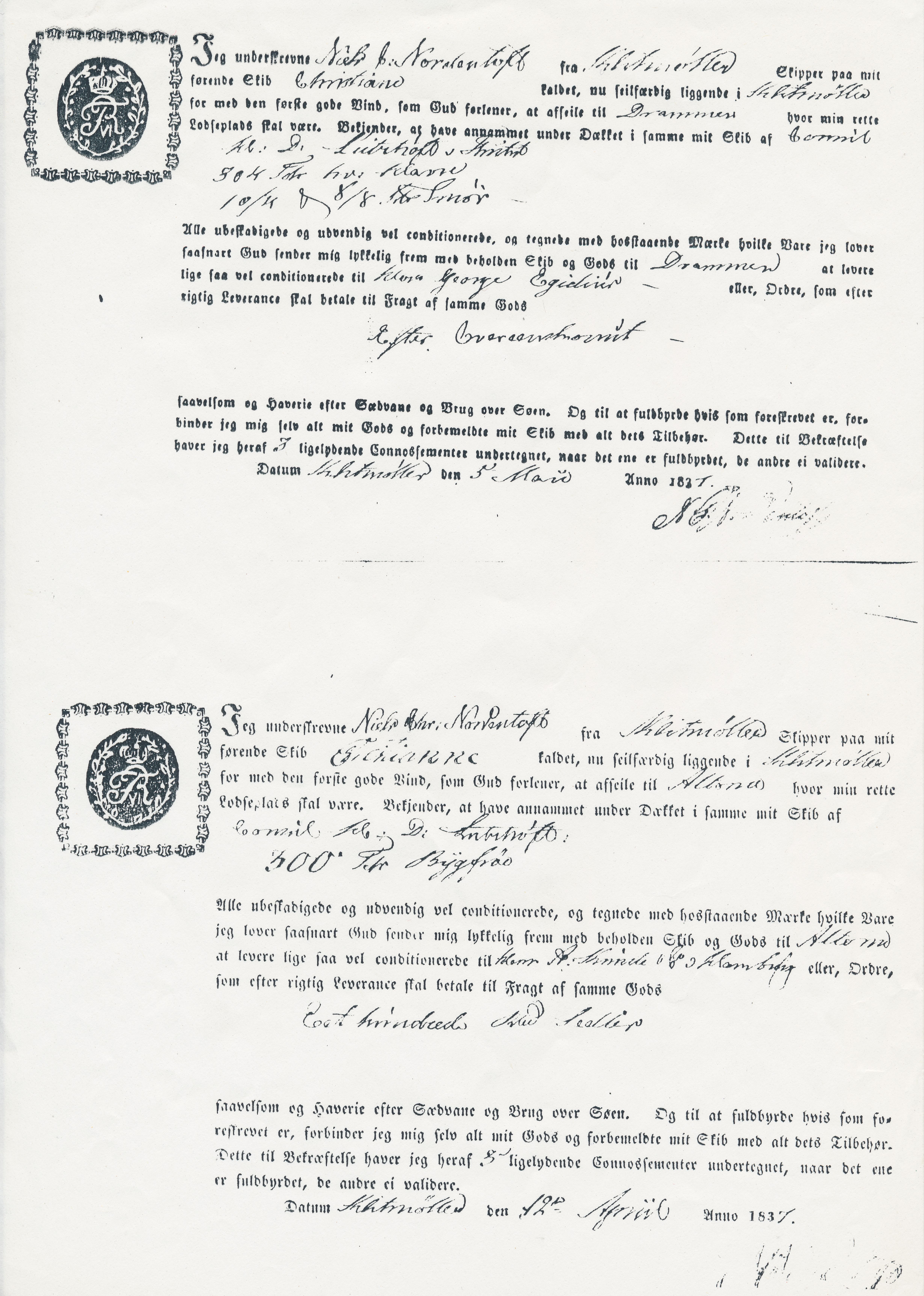 14 Matrnr 45 Fragtbrev