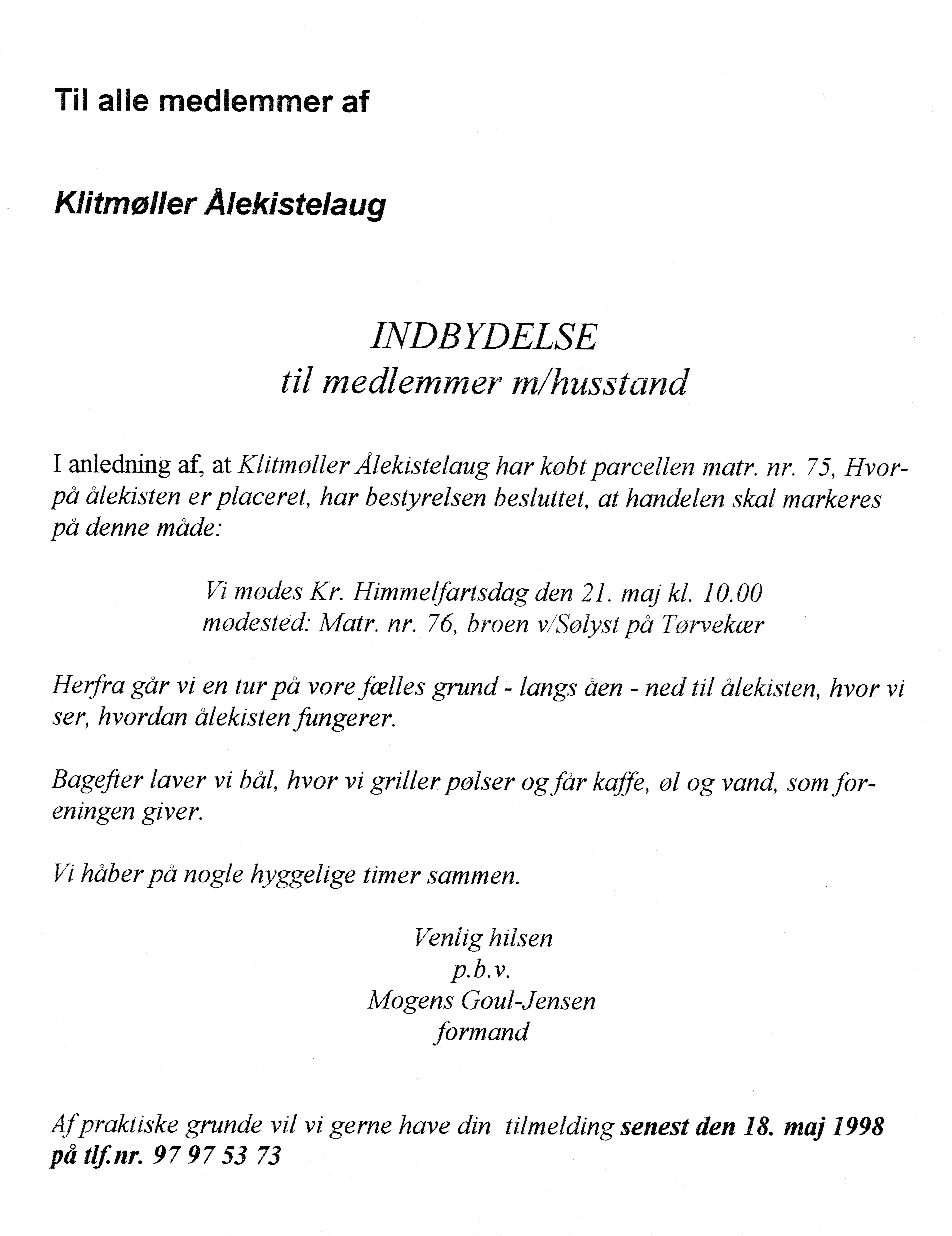 Matrnr 76 Indbydelse 1998