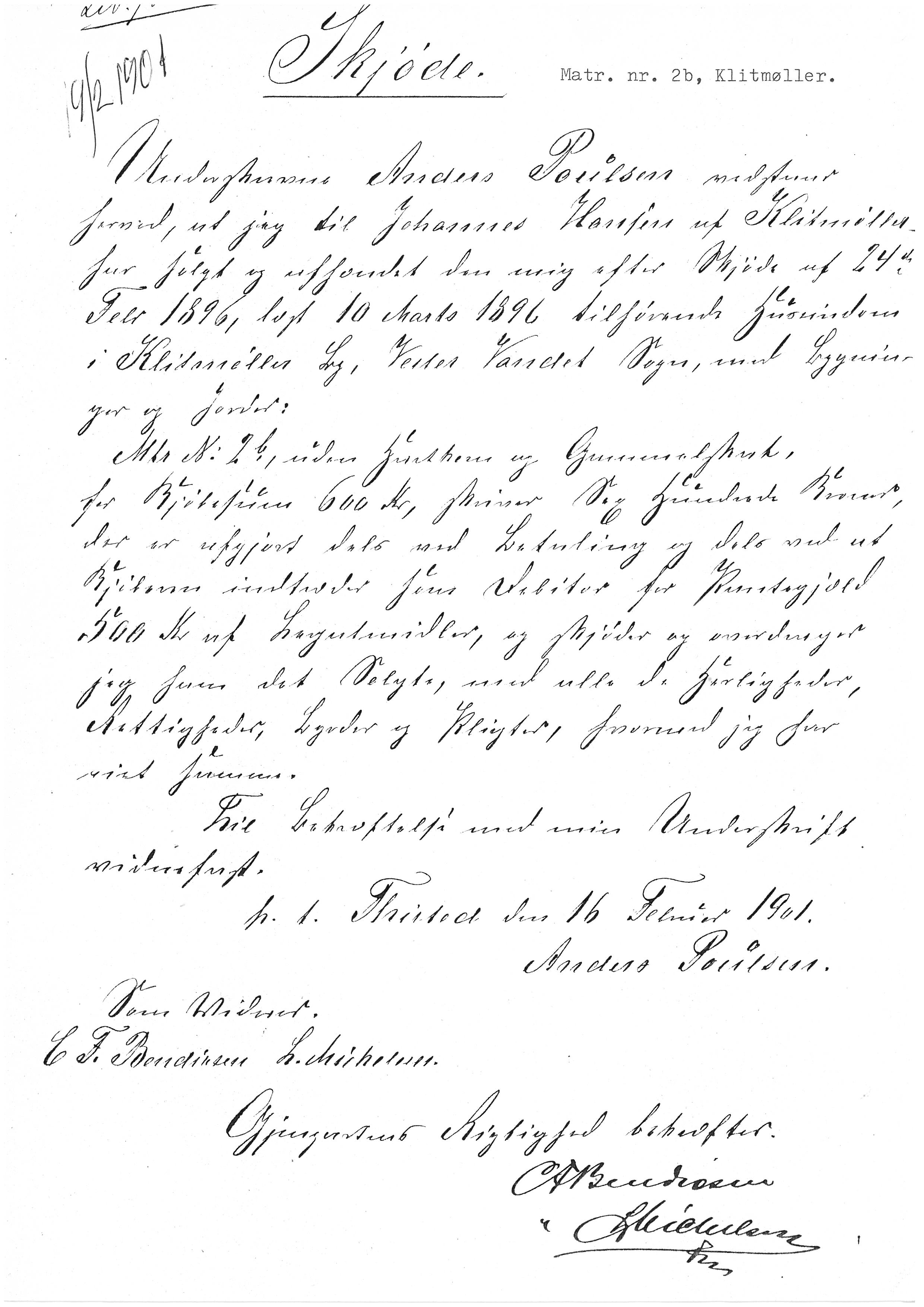Matrnr 2b skøde 1901